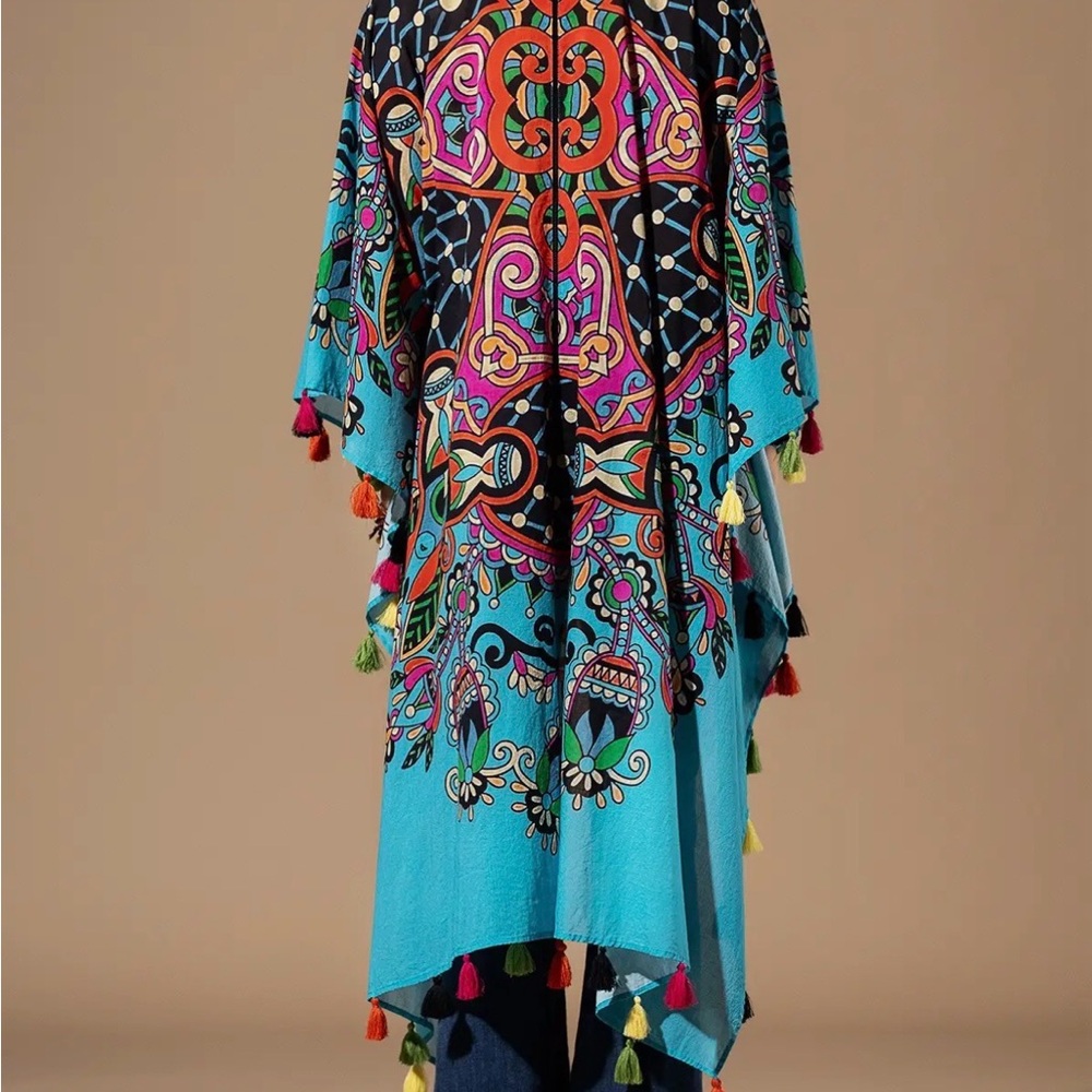 Maya Boho Colorful Fringe Kimono - Picture 6 of 6